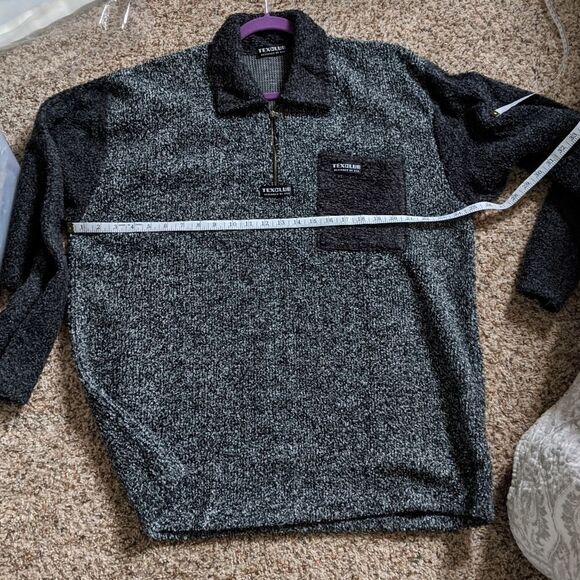 (TexClub) Black Gray Sweater 1/4 Zip Pocket XL - Picture 5 of 7